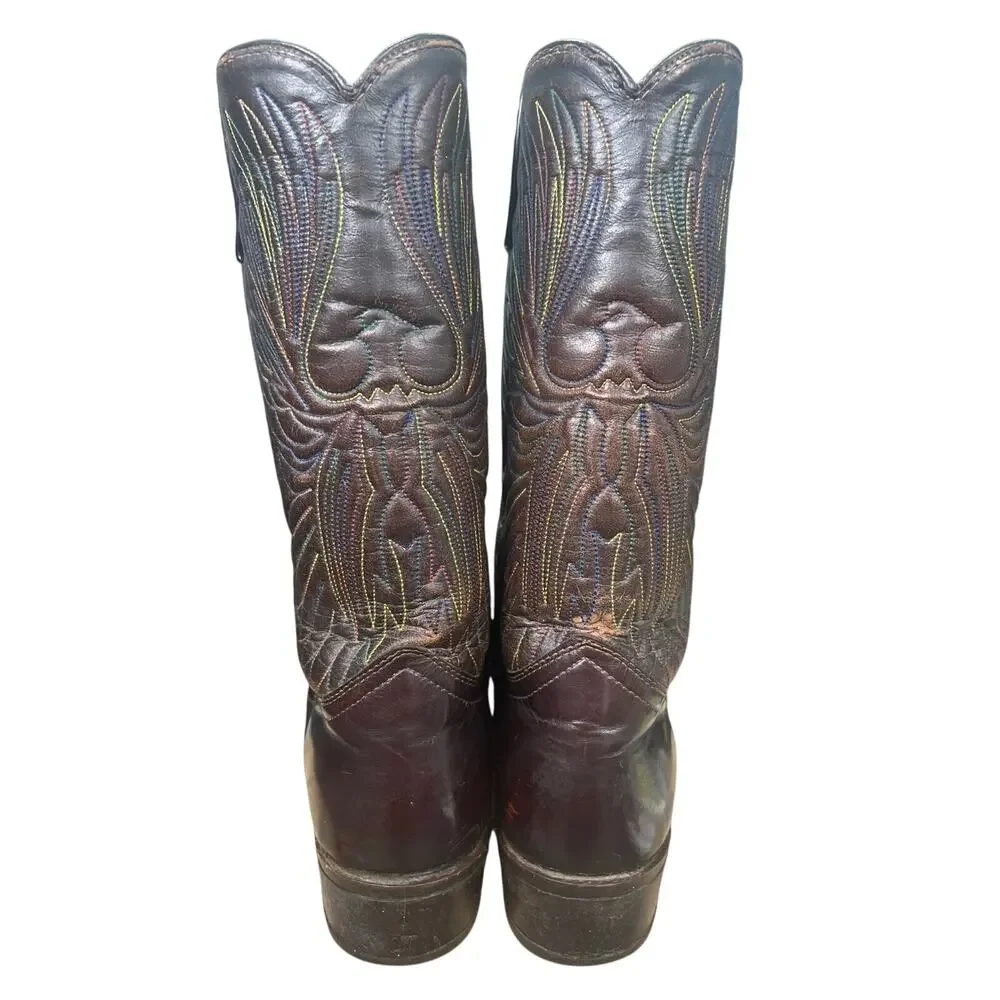 Vintage Gander Mountain Phoenix Rainbow Brown Cowboy Boot Size US 9.5 EE